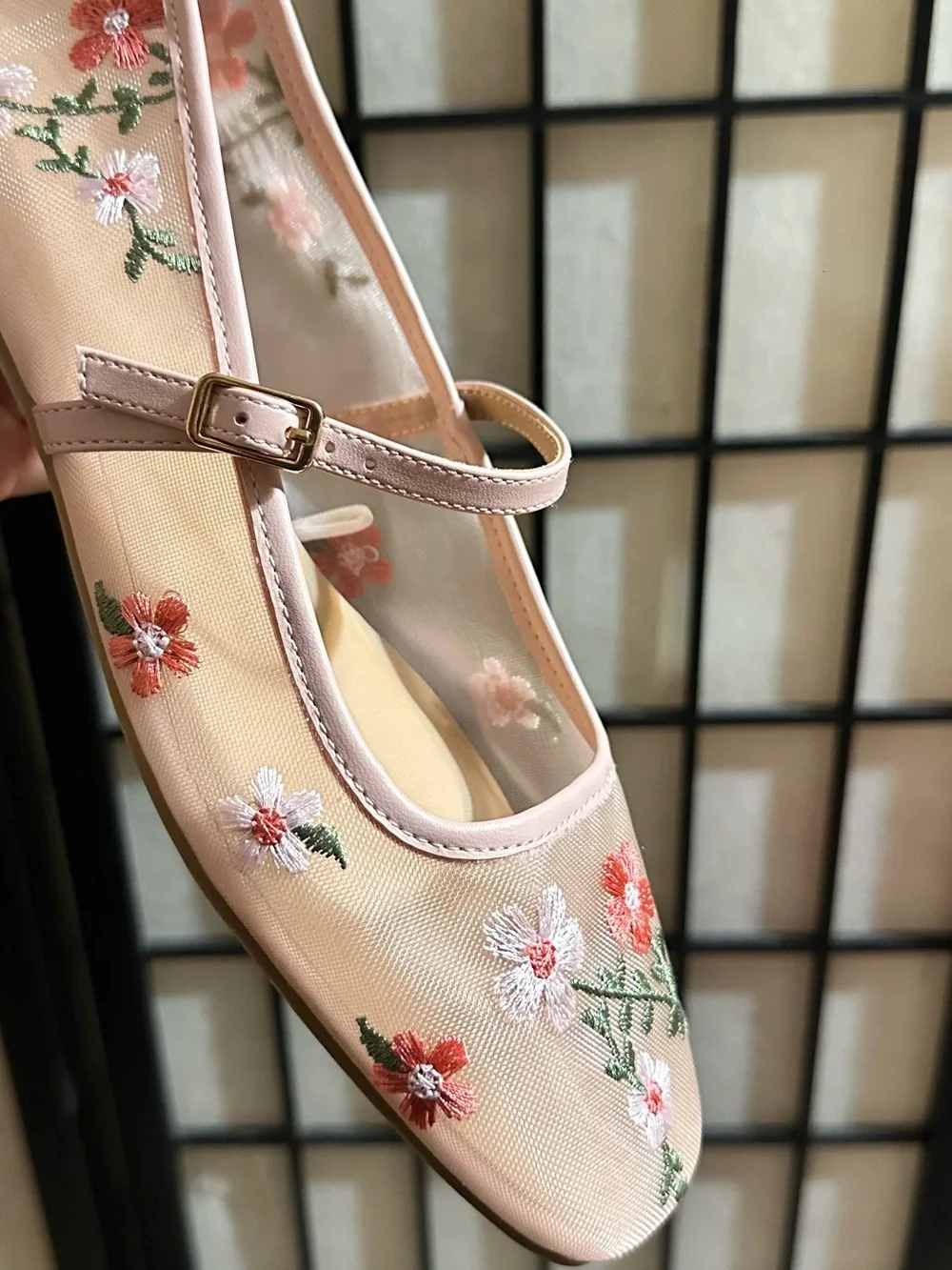 WILD FABLE Floral Embroidered Mesh Flats NWOT - Picture 4 of 7